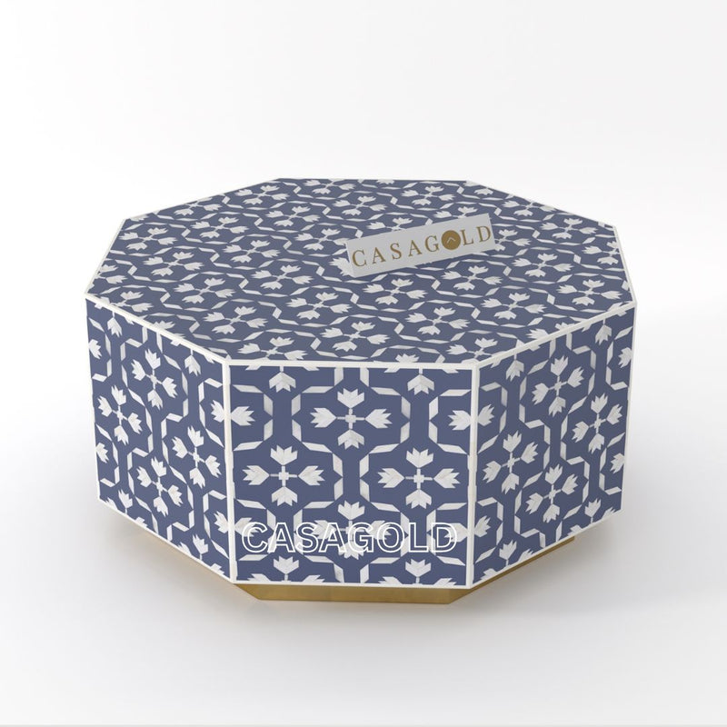 Hexagon  Inlay Coffee Table - Floral