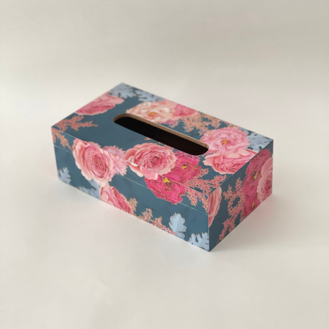 Blue Floral Tissue Box