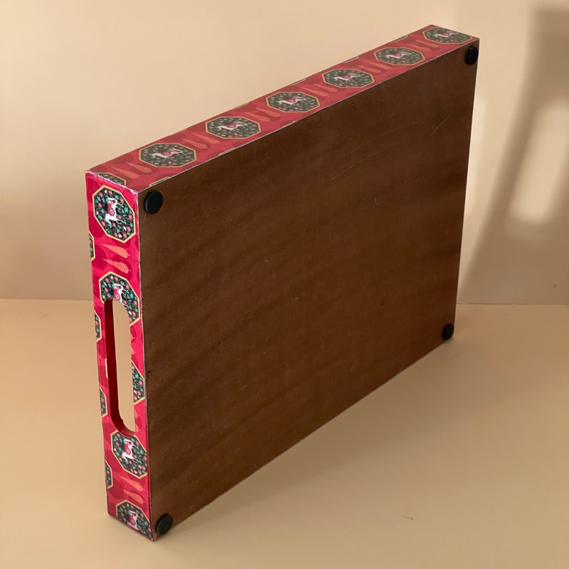 Red Printed Wooden Tray