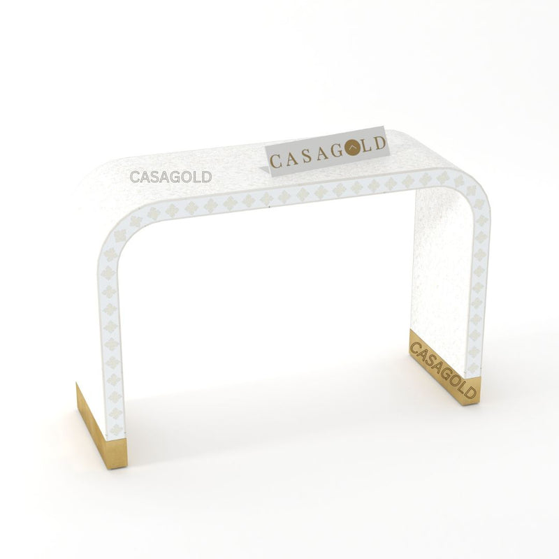 Bone Inlay Geometric Floral Console Table