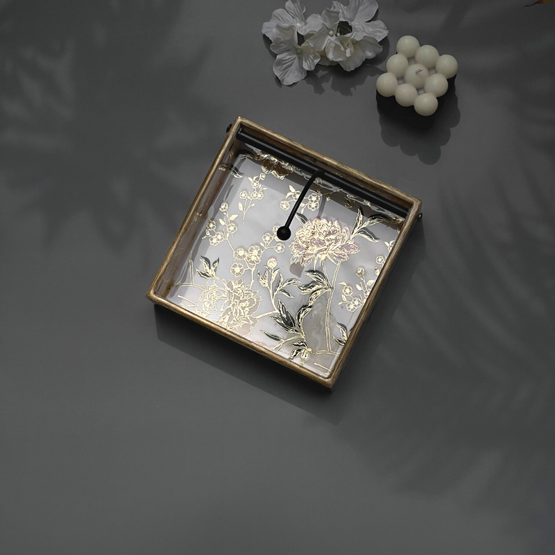 Square Napkin Holder -  White & Gold