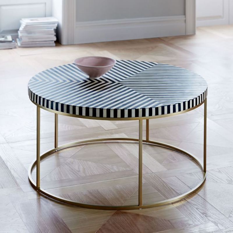 Georgia Inlay Coffee Table with Metal Stand