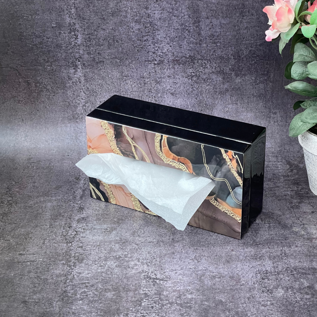Black & Gold Resin Tissue Box