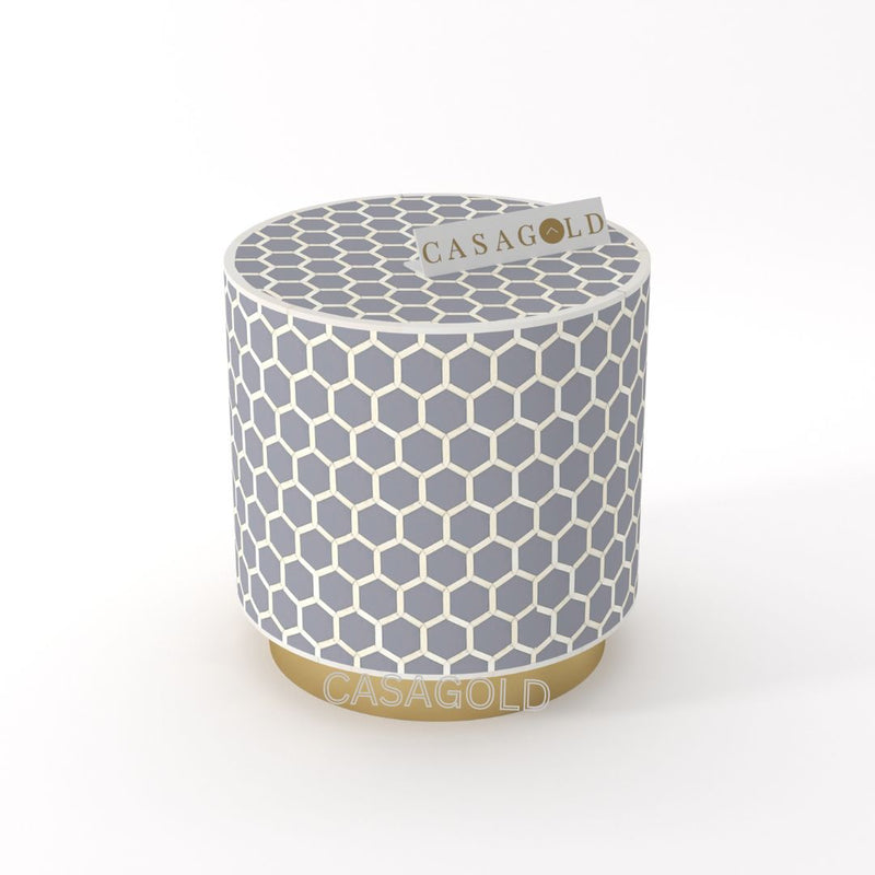Drum Inlay Side Table - HoneyComb