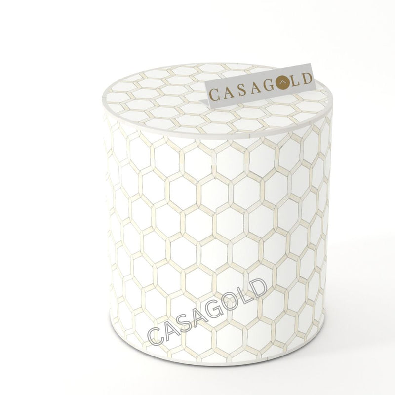 Florida Inlay Drum Side Table - HoneyComb