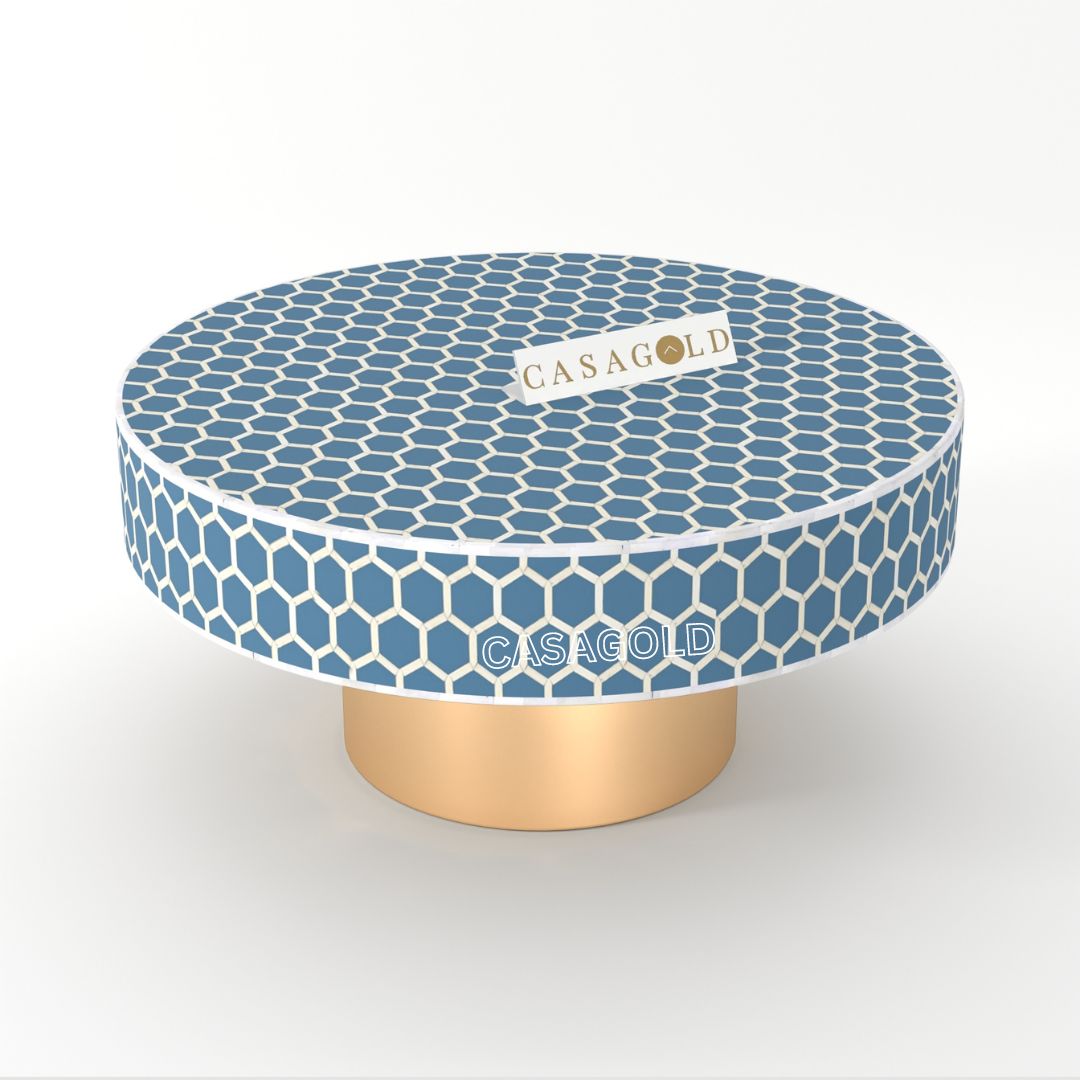 Inlay Round Coffee Table - Honeycomb