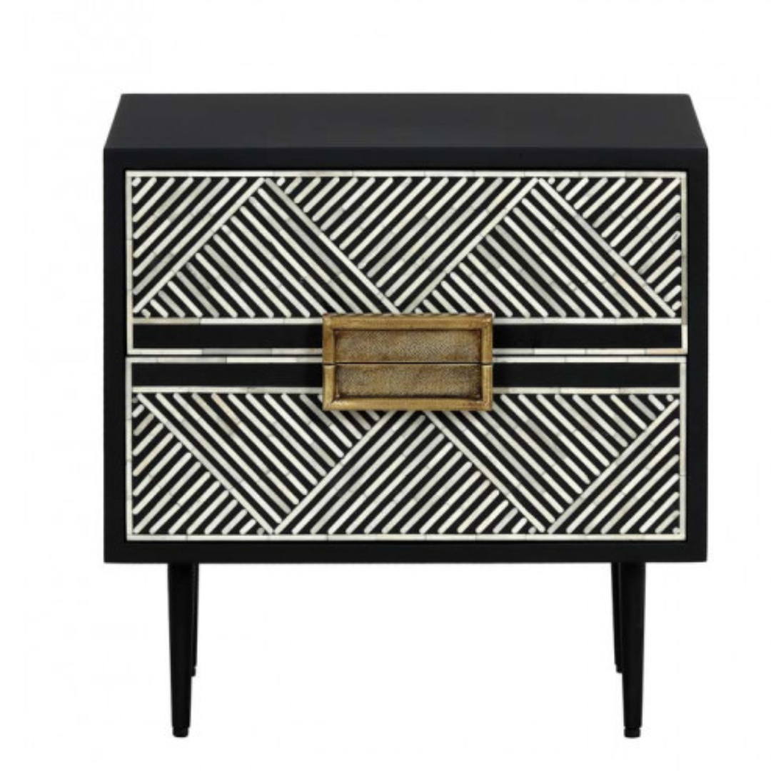 Bedside Table - Tribal Black & White