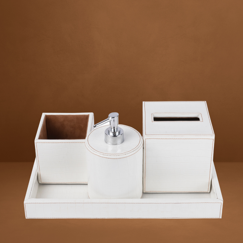 Leather Bathroom Set -  White