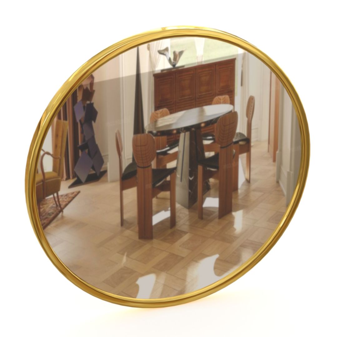 Golden Round Mirror