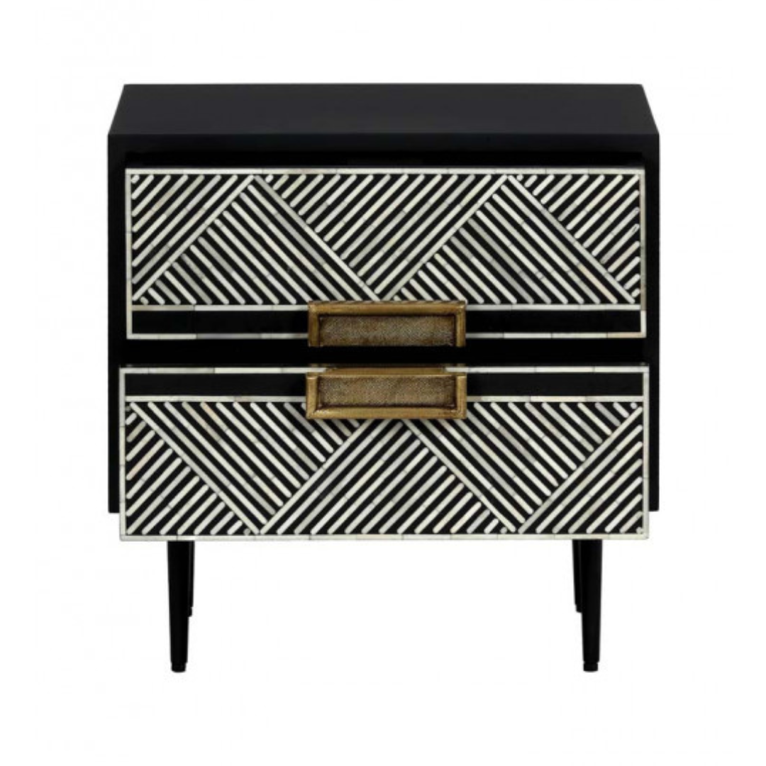 Bedside Table - Tribal Black & White