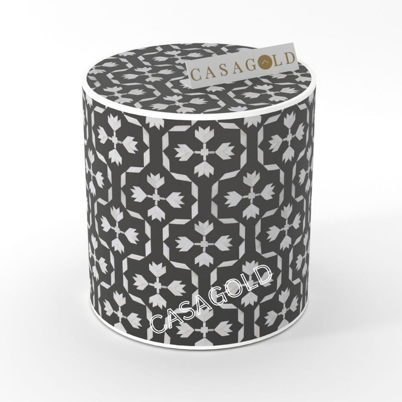 Florida  Inlay Drum Side Table - Floral