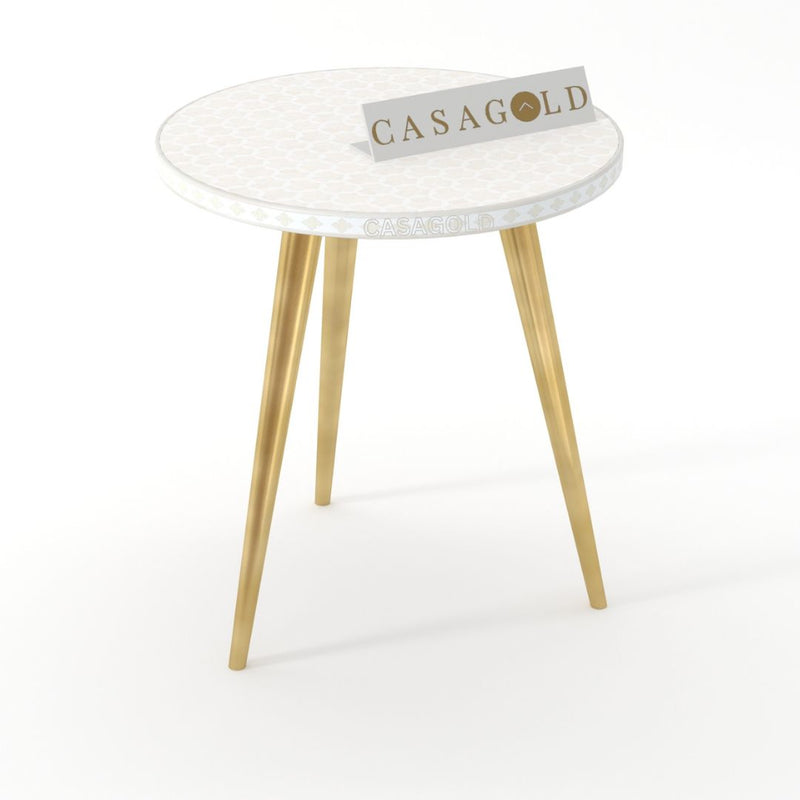 Targua Three leg  Inlay with Gold Legs Side Table