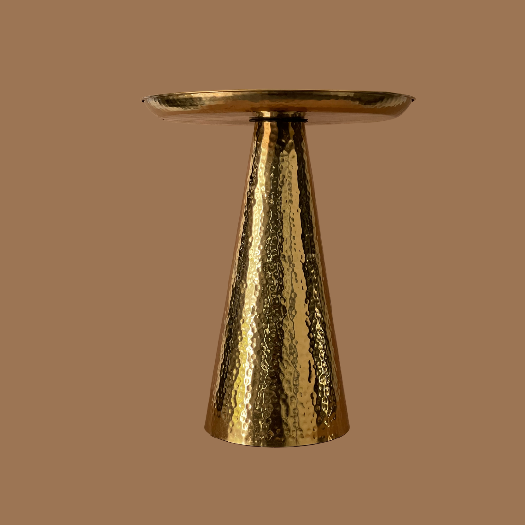 Golden Hammered Conical Table