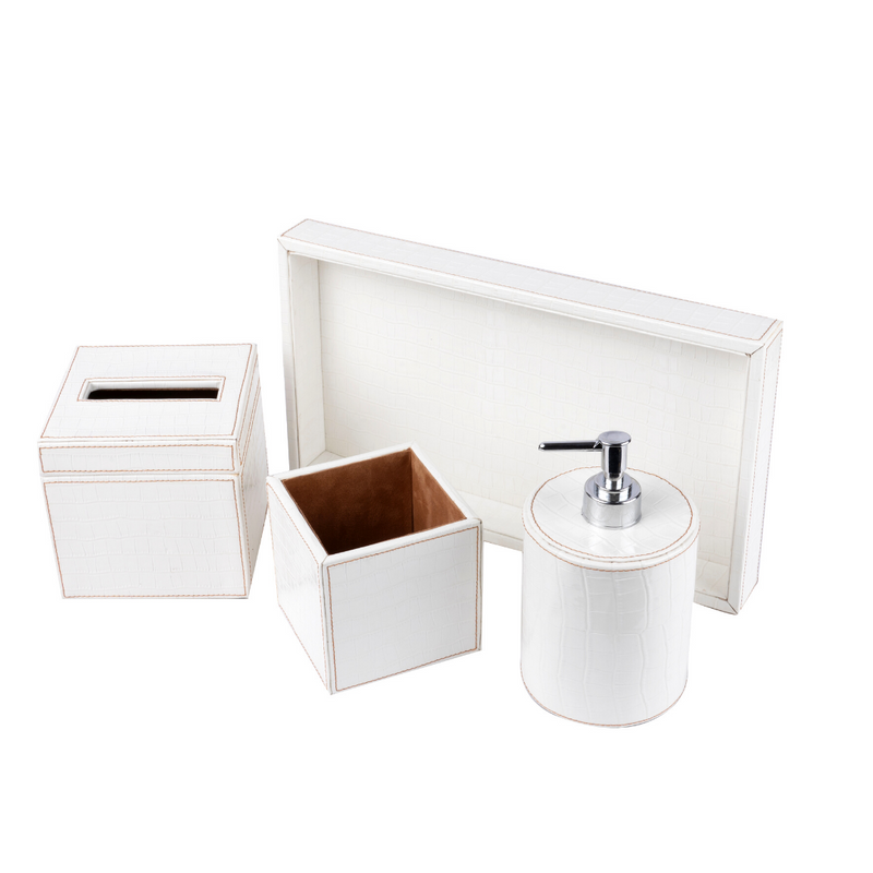 Leather Bathroom Set -  White