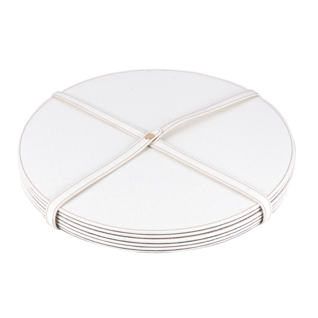 White Leather Placemat & Coaster