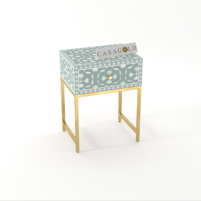 Inlay Bedside Table - Floral