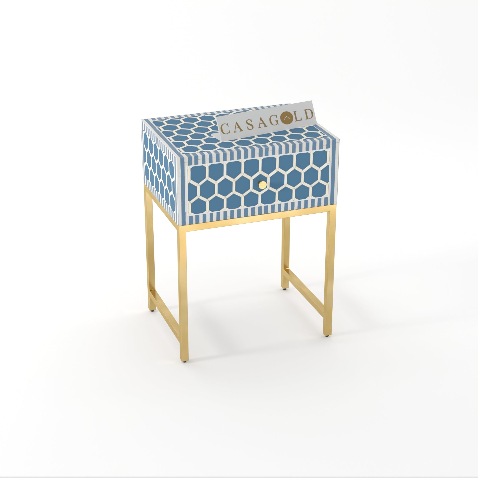 Inlay Bedside Table - HoneyComb