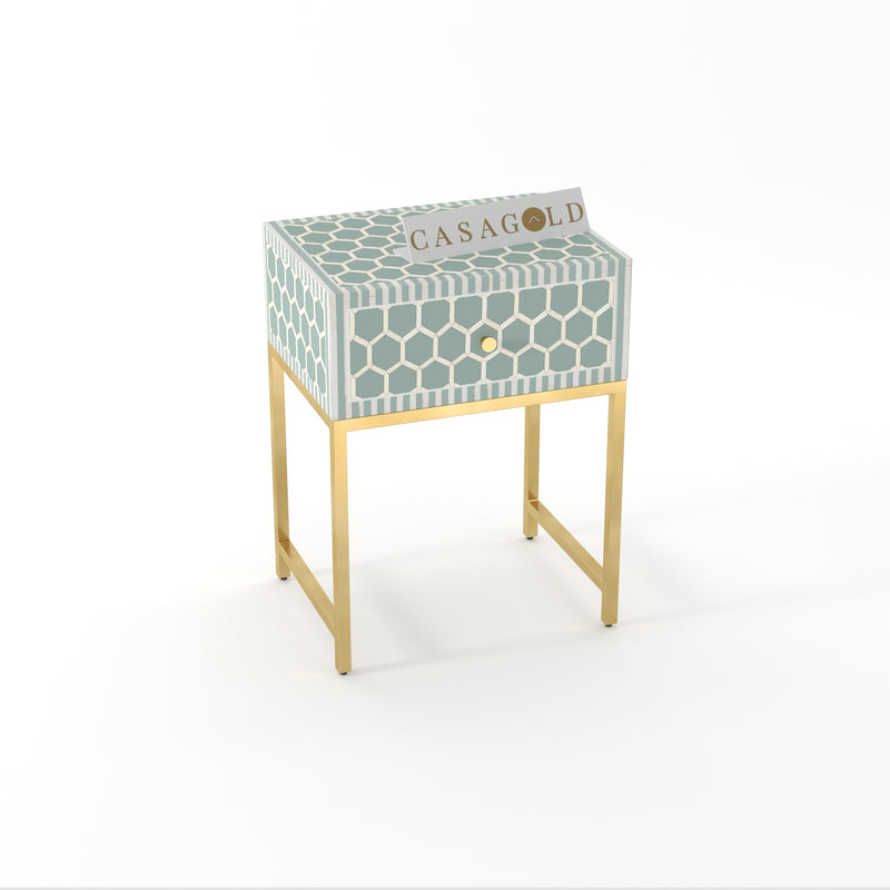 Inlay Bedside Table - HoneyComb