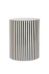 Monochrome Spiral Inlay Drum Side Table | Black & White