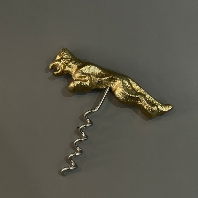 Panther Corkscrew Antique Brass