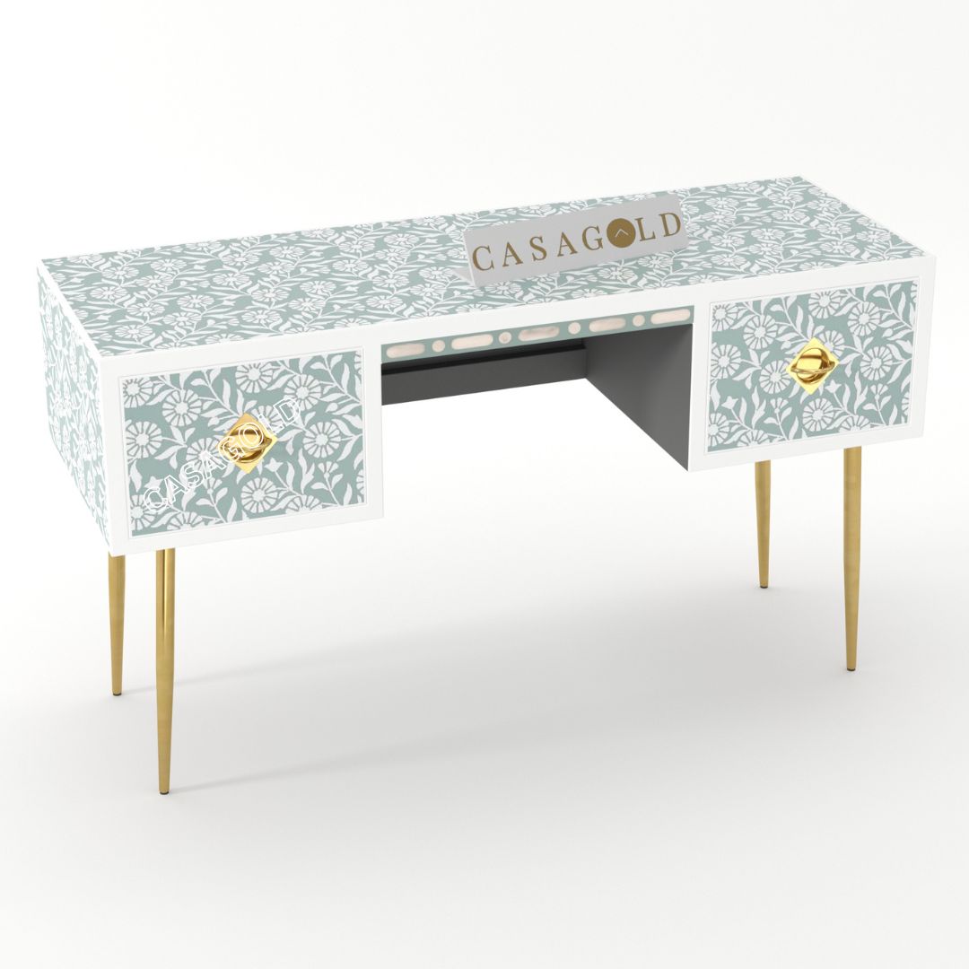 Antique-style bone inlay executive desk with a timeless appeal
