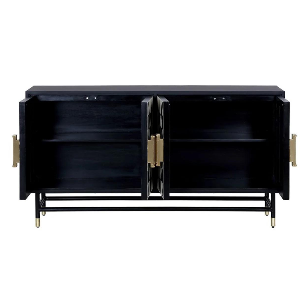 Antique-finish kingsley bone inlay sideboard with vintage styling.
