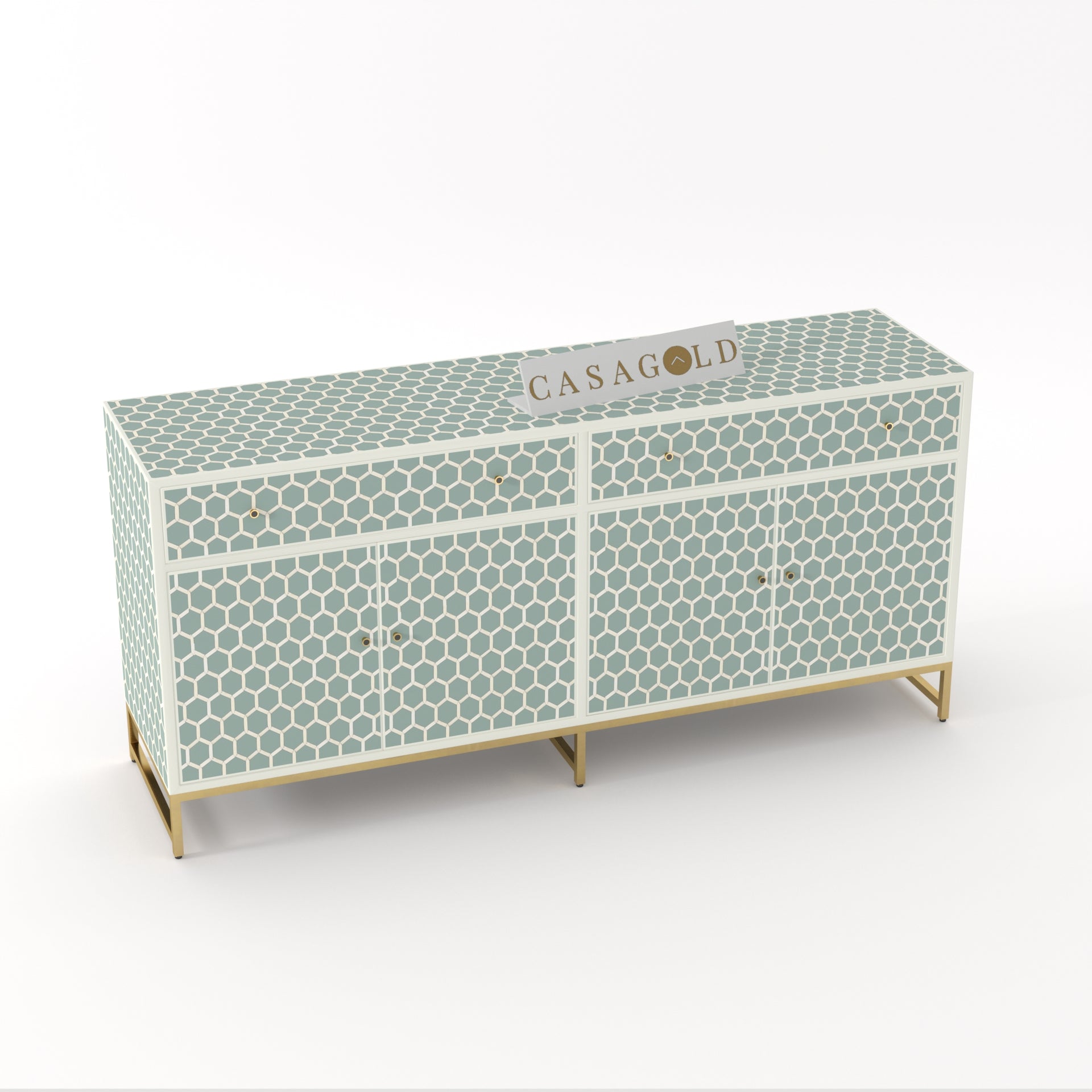 Antique Honeycomb Bone Inlay Storage Cabinet	