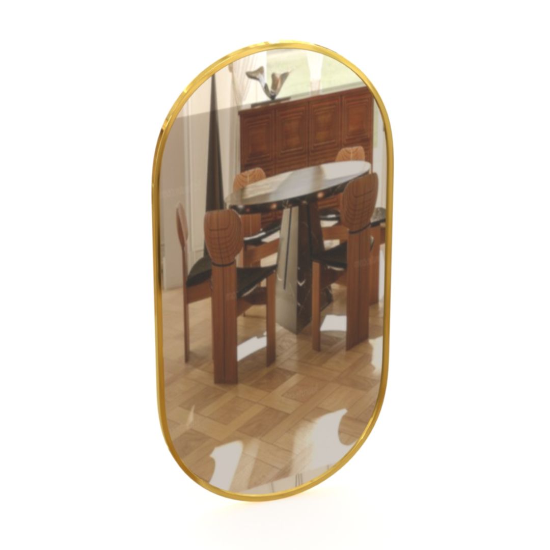 Antique gold-framed glass mirror for steel frame