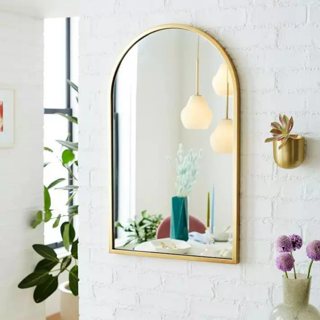 Arch Glass Mirror Gold Frame. Mirror with lights infinity mirror long mirror