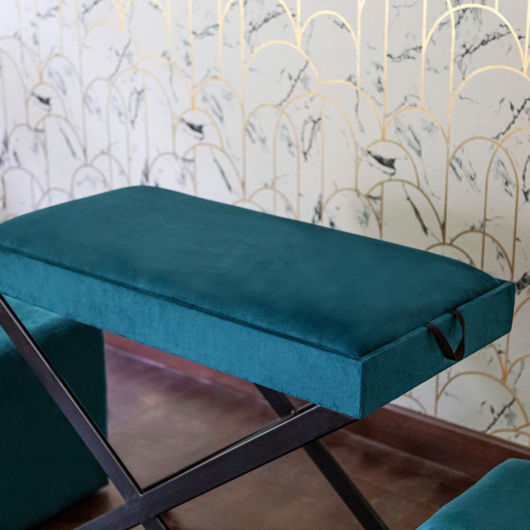Elegant arched chair with premium leather upholstery
