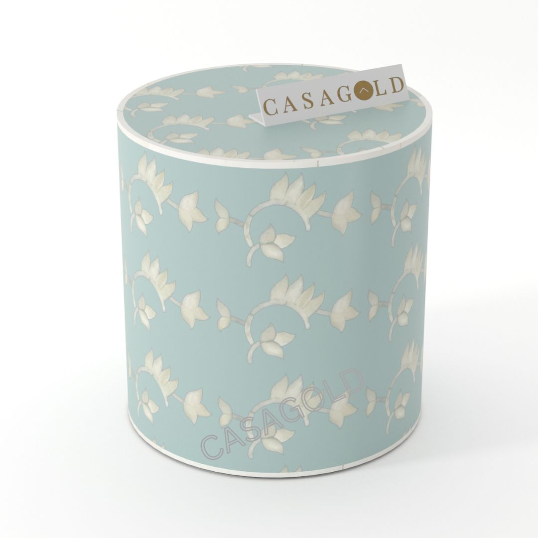 Artistic Drum Inlay Side Table	