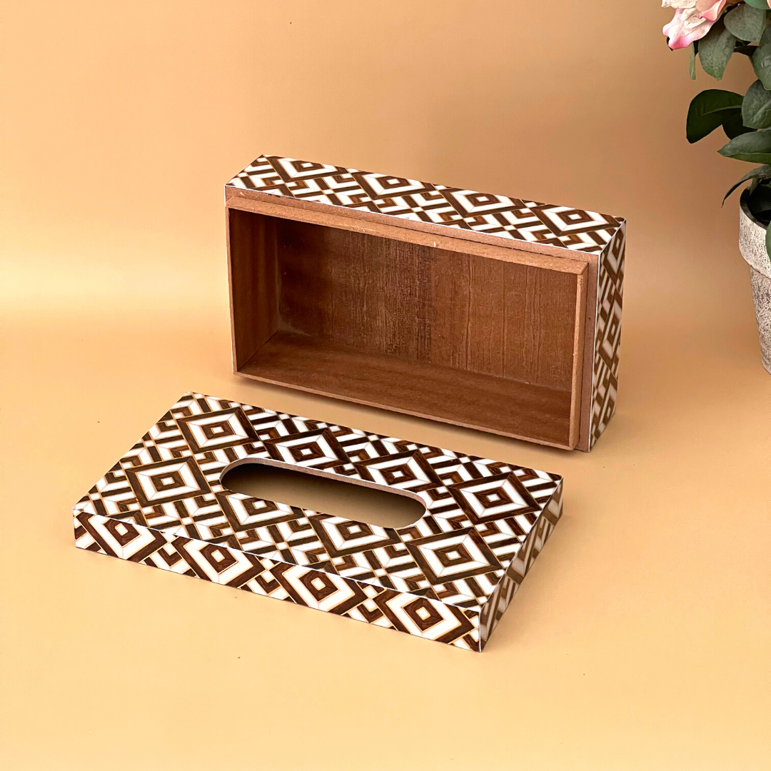 Artistic tissue box with unique and colorful patterns
