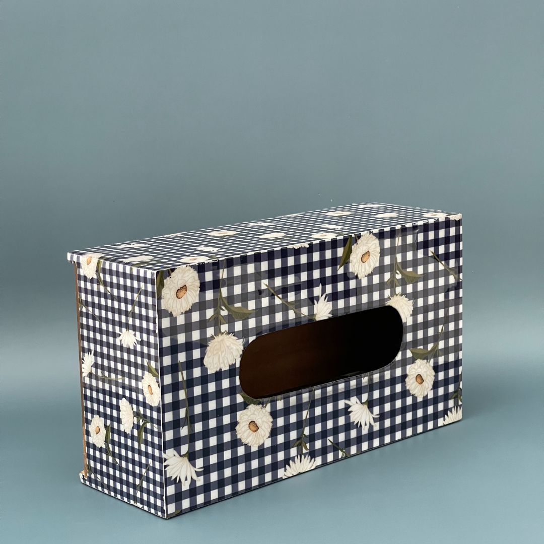 Artistic tissue box with unique and colorful patterns
