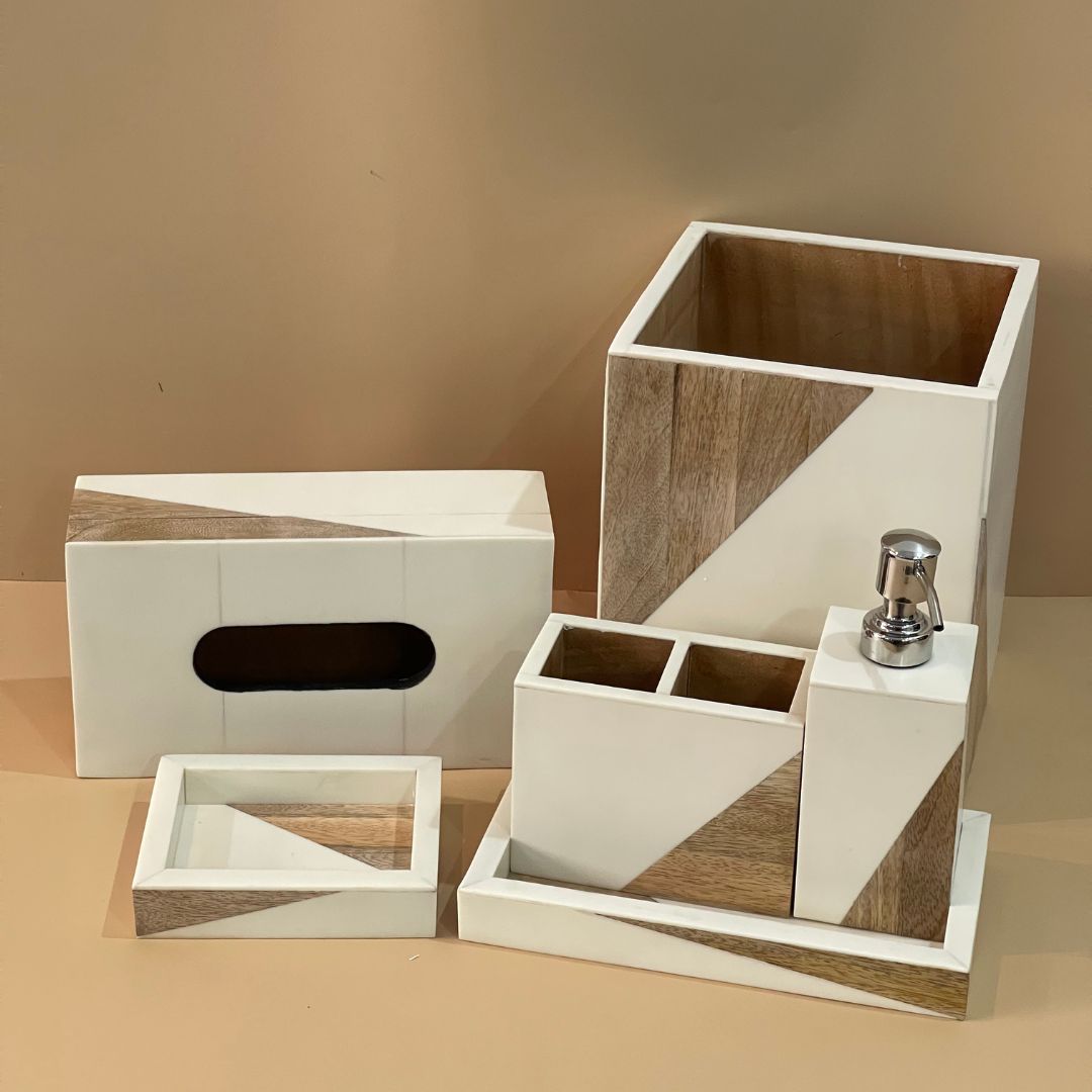 Beige & Cream Bathroom Accessories Set for Luxe Bathrooms	
