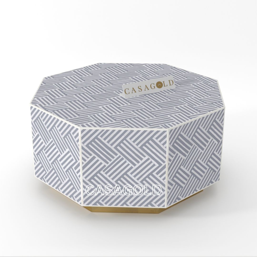 Black Bone Inlay Hexagon Coffee Table	