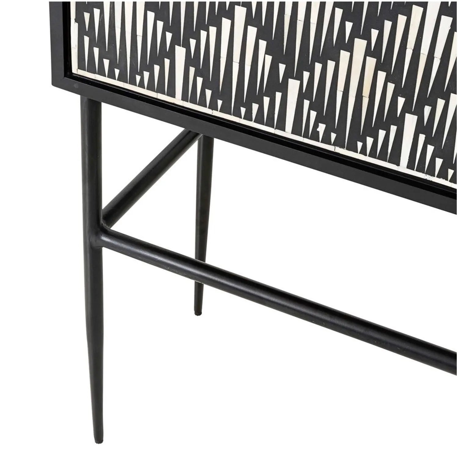 Black Floral Bone Inlay Storage Cabinet	