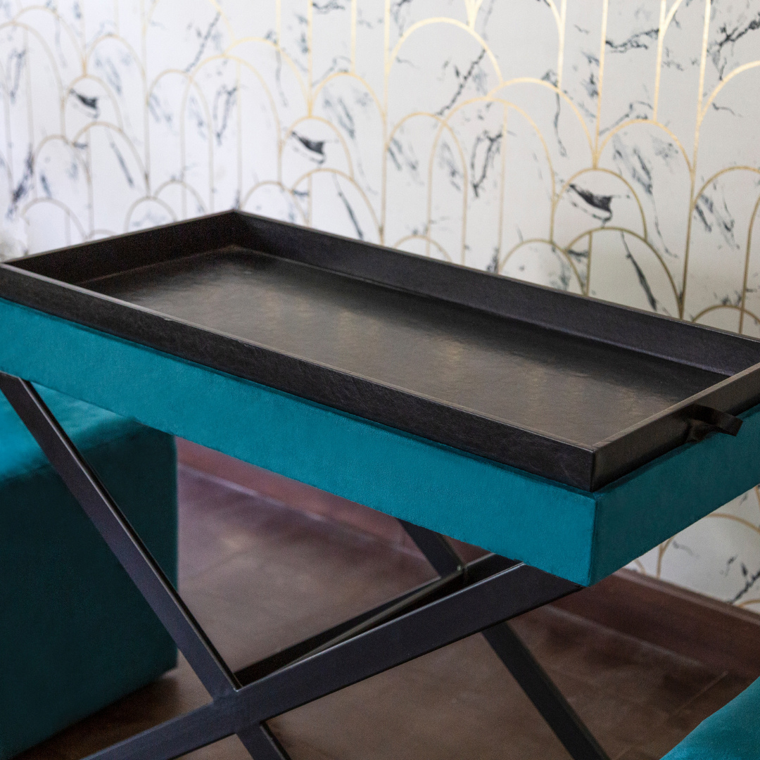 Luxury velvet chair with Black frame and style
