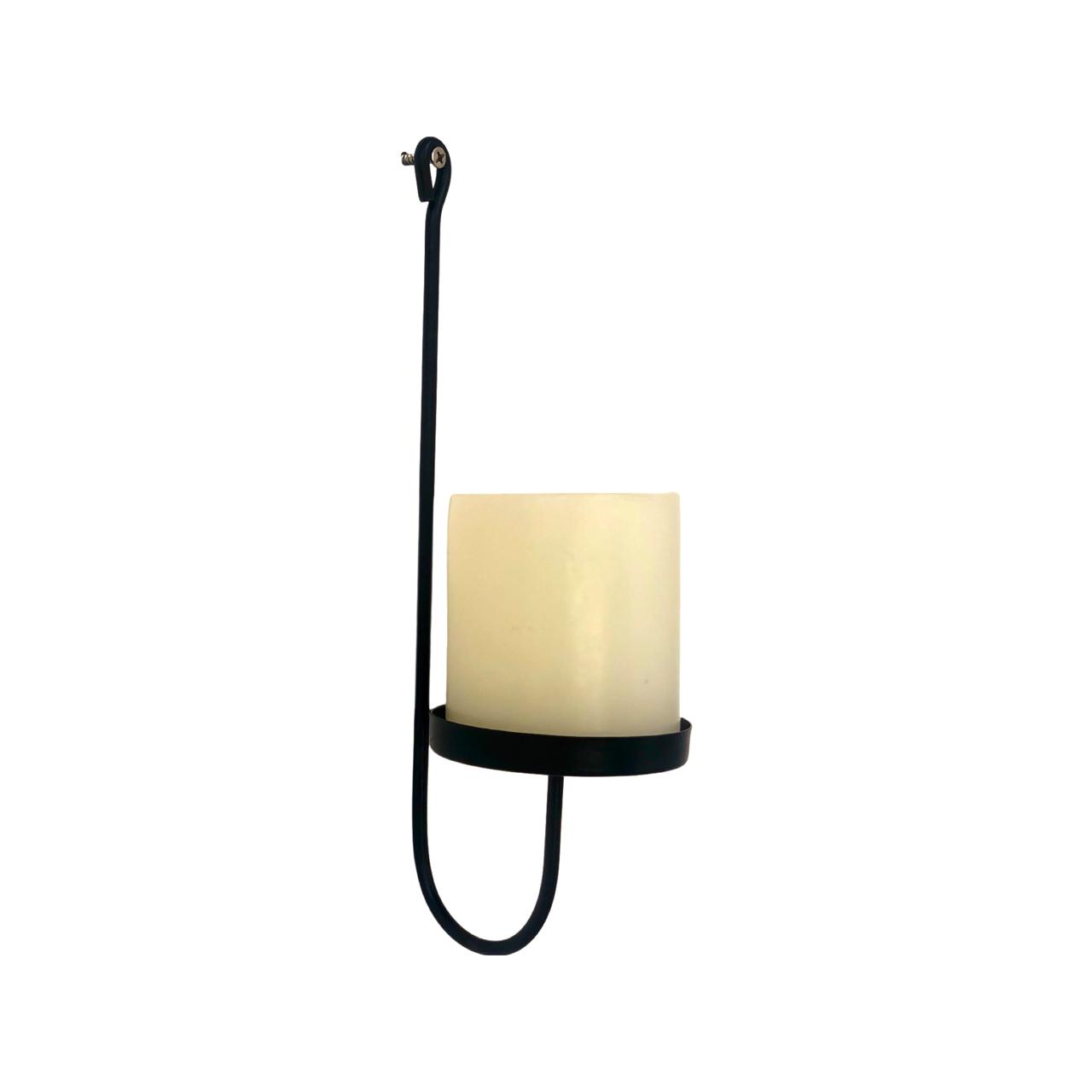 Round Black Glass Mirror Metal Frame with Candle Holder