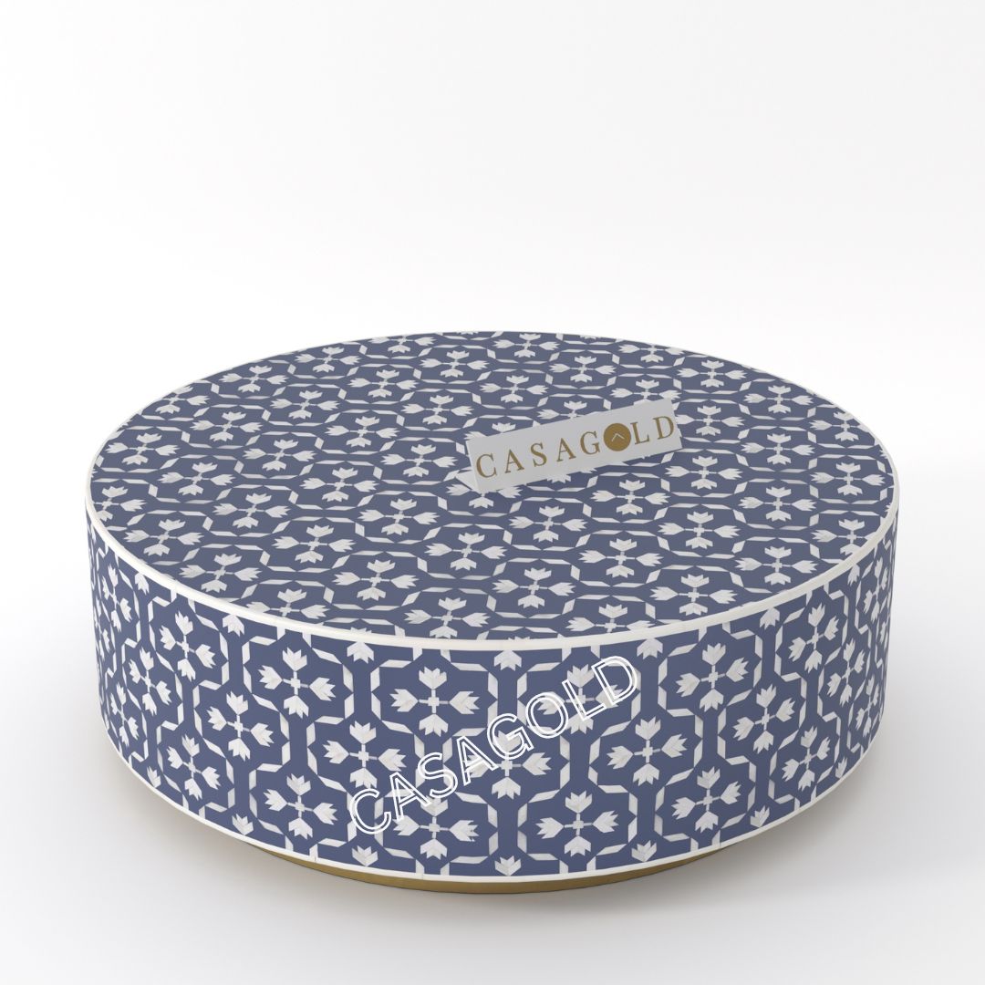Bone Inlay Coffee Table - Round and Stylish
