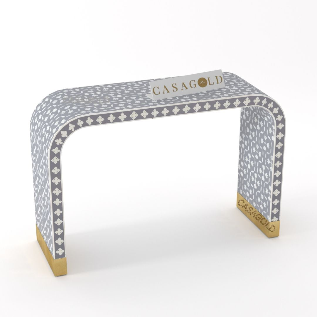 Bone Inlay Console with Gold Accents	