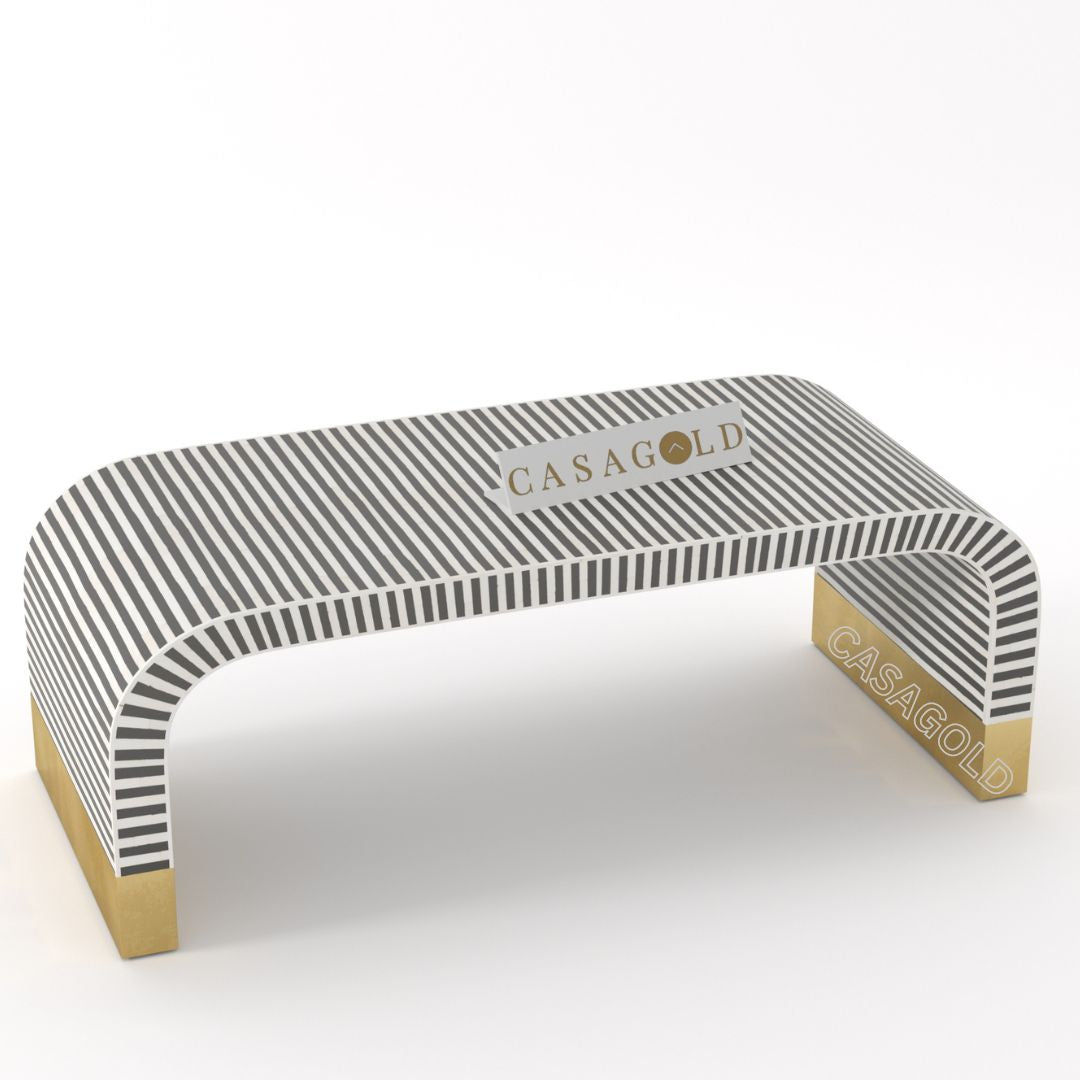 Bone Inlay Rectangular Coffee Table with Abstract Patterns	
