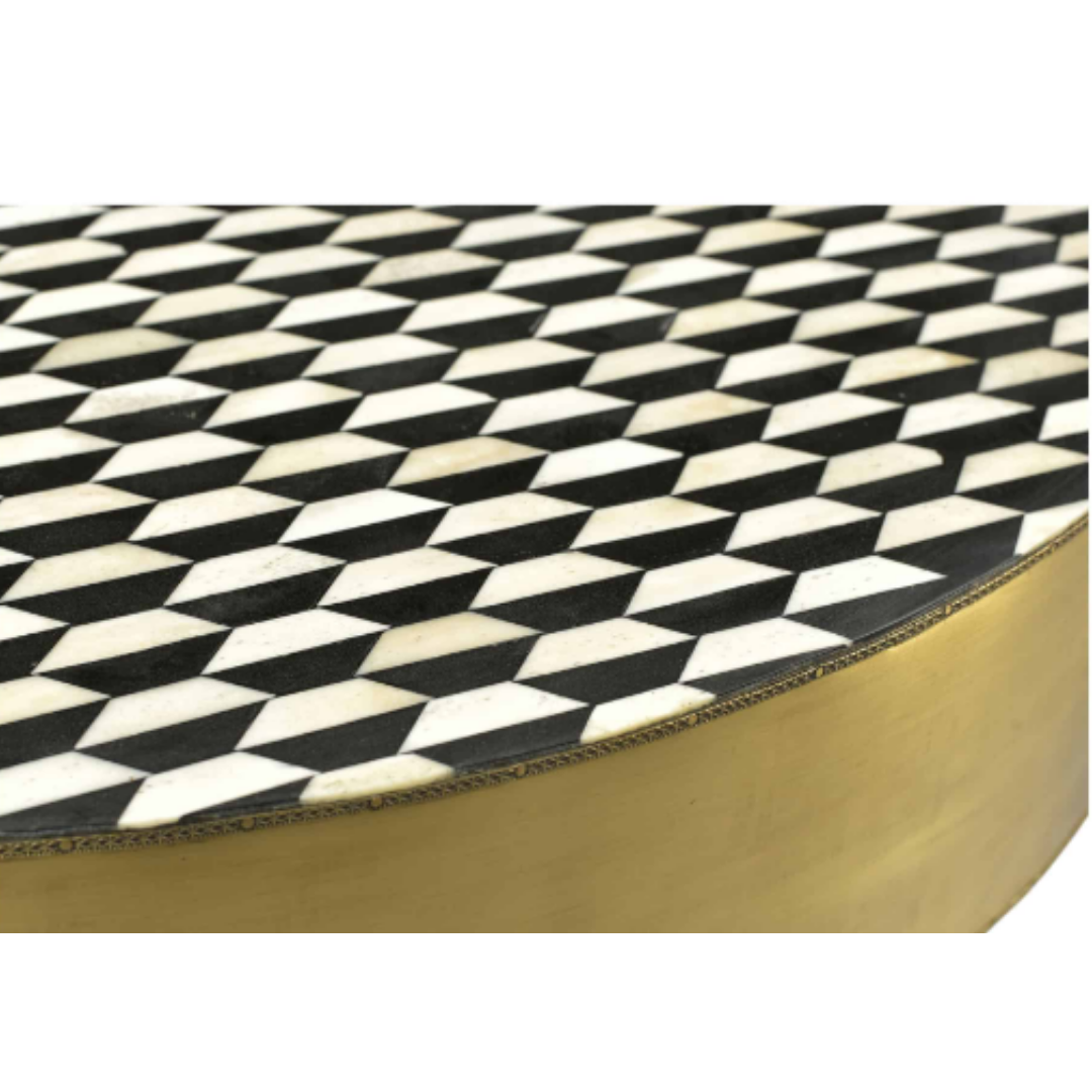 Brass Handmade round coffee table with inlay work
