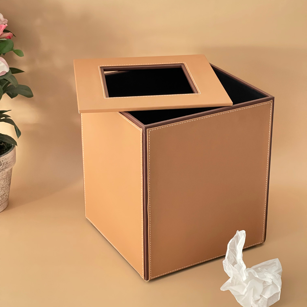 Brown dustbin adding sophistication