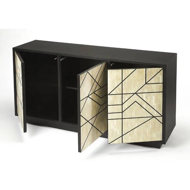 Charcoal and white bone inlay sideboard with modern flair.