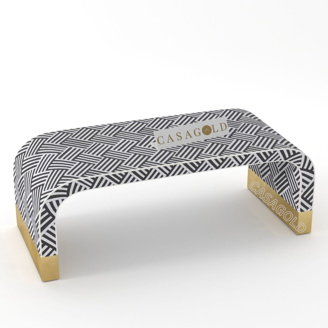 "Chevron-patterned bone inlay rectangular coffee table for modern homes"
