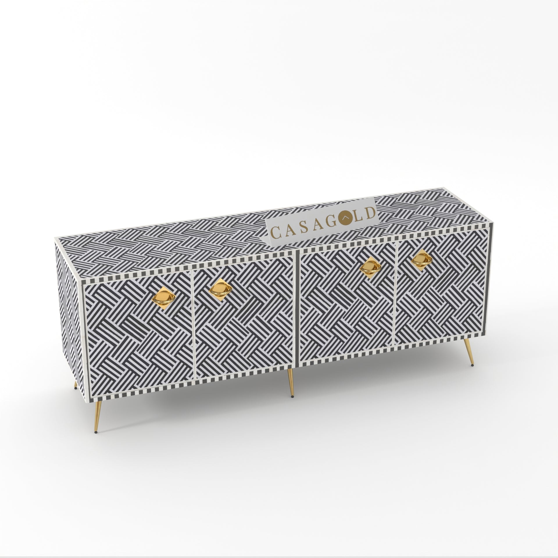 Chevron black TV console with ample storage
