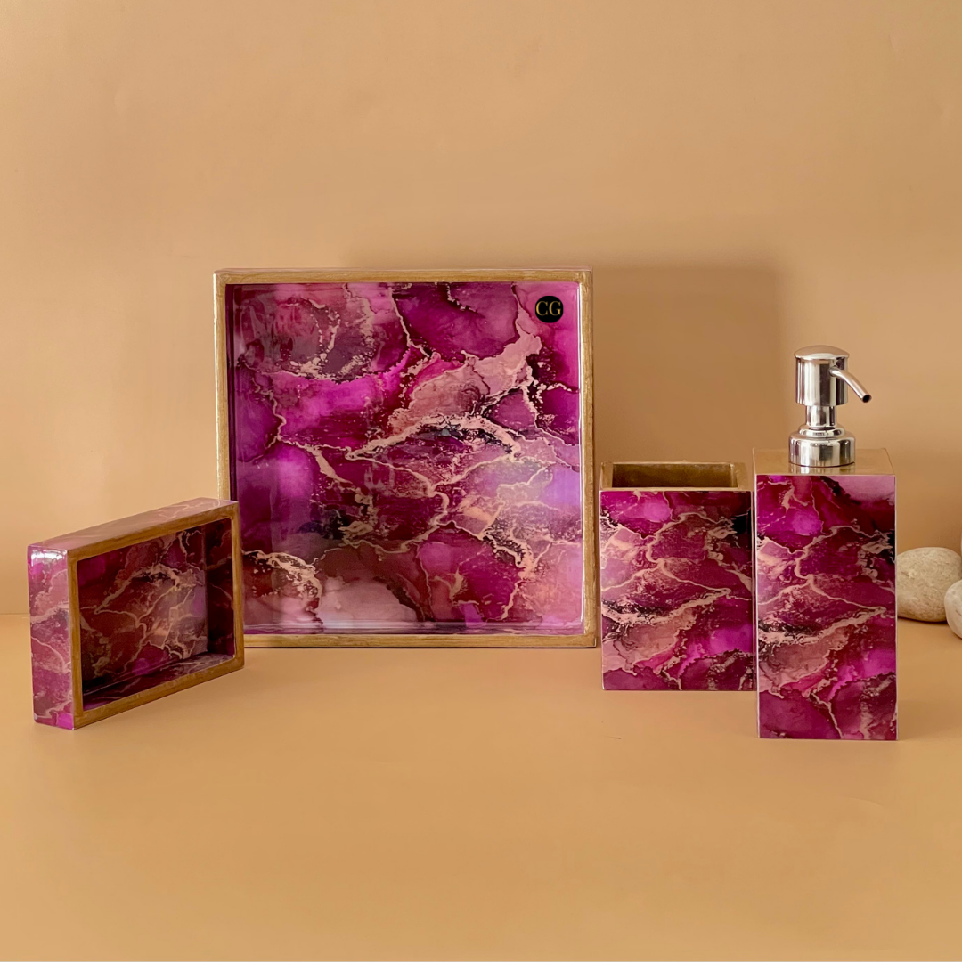 Classic Pink Bathroom Accessories Set for Formal Look	