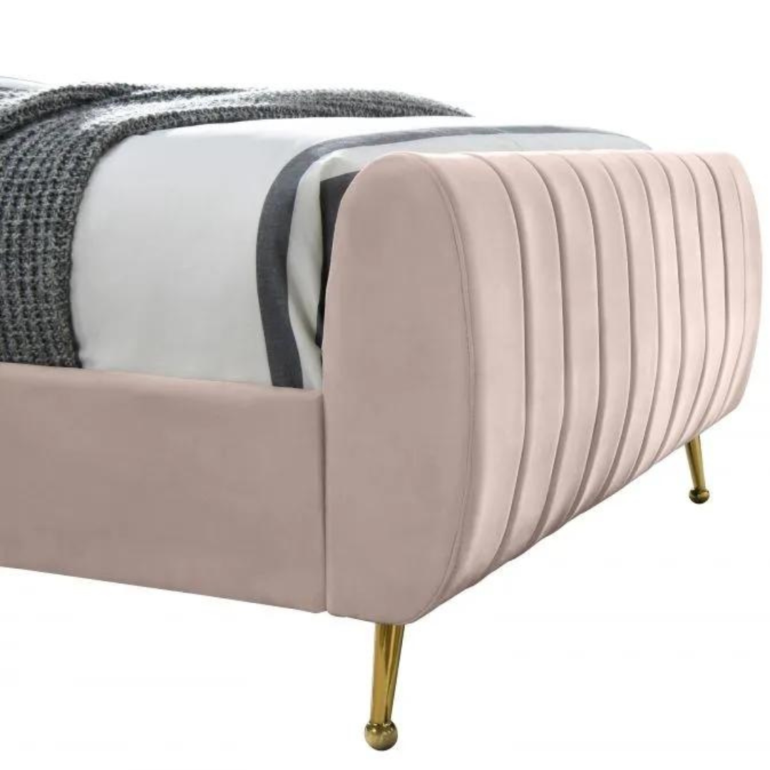 Classic velvet wings bed frame for cozy elegance
