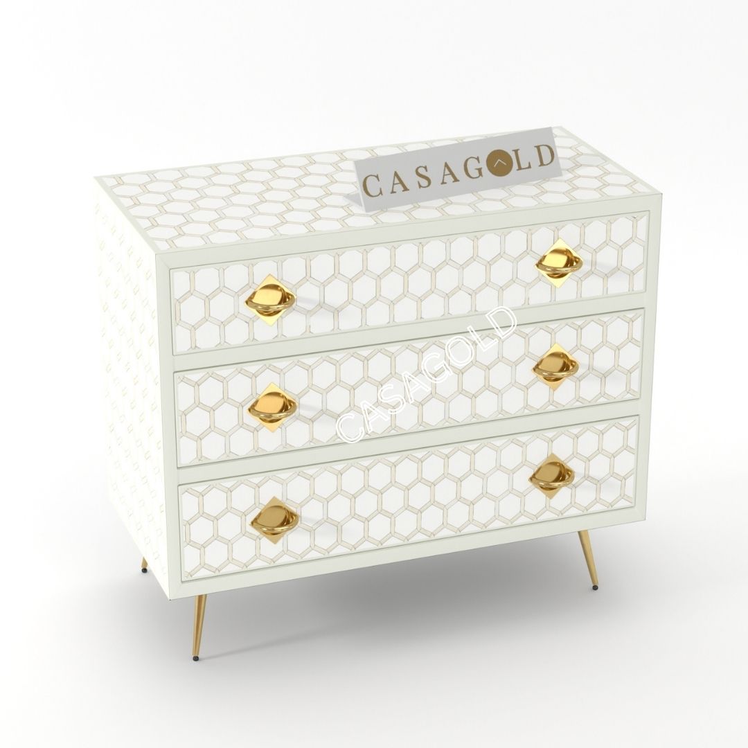 Coastal-inspired white inlay chest for chic interiors
