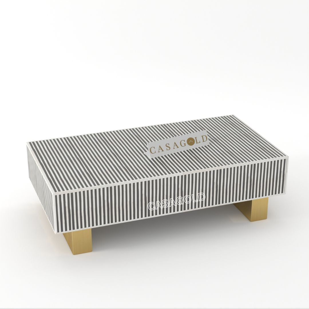 Compact Bone Inlay Rectangular Coffee Table for Living Rooms	
